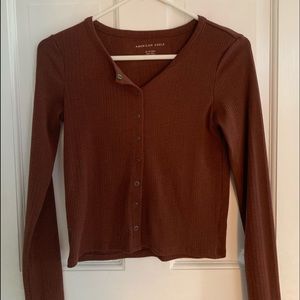 Ribbed long sleeve button down shirt